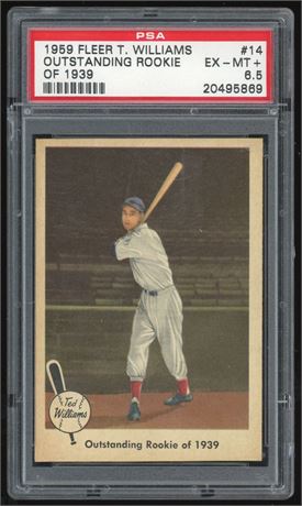 1959 Fleer Ted Williams #14 Outstanding Rookie of 1939 PSA 6.5 EXMT+