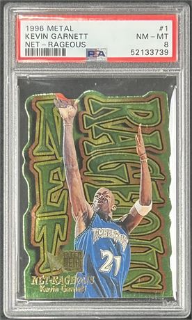 1996 Metal #1 Net-Rageous Kevin Garnett Die-Cut Insert RC PSA 8 NMMT