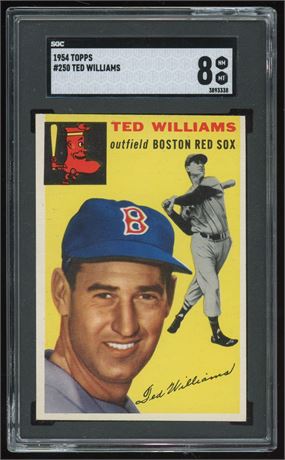 1954 Topps #250 Ted Williams SGC 8 NMMT Pop 11, Highest Graded Great Color