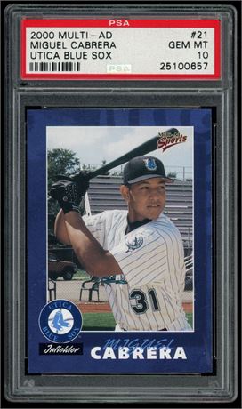2000 Multi-Ad Miguel Cabrera RC Utica Blue Sox PSA 10