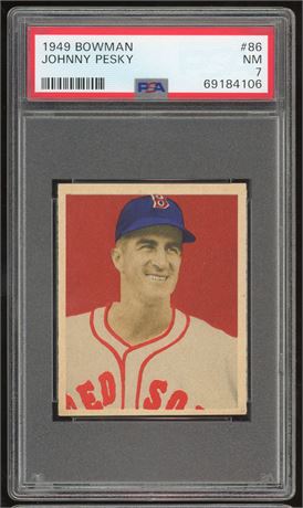 1949 Bowman #86 Johnny Pesky RC PSA 7 NM