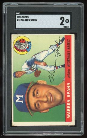 1955 Topps #31 Warren Spahn SGC 2 GOOD