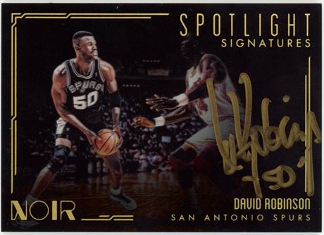 2017-18 Panini Noir David Robinson Spotlight Signatures Auto Inscribed 37/128