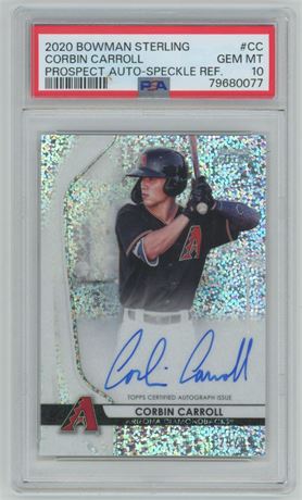 2020 Bowman Sterling Corbin Carroll Prospect Auto Speckle 29/99 PSA 10 GEM MINT