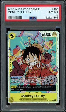 2025 One Piece PRB02 #109 Monkey D. Luffy PSA 10 GEM MINT