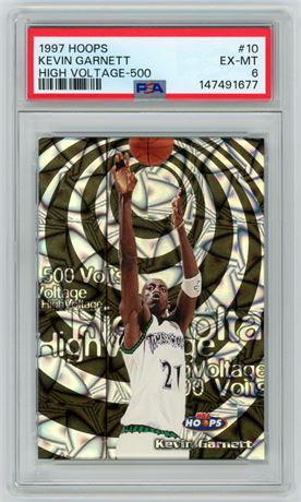 1997 Hoops #10 Kevin Garnett High Voltage 288/500 PSA 6 EXMT