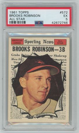 1961 Topps #572 Brooks Robinson All-Star Hi # PSA 5 EX