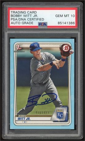 2020 Bowman Prospects Bobby Witt Jr Sky Blue Auto 470/499 PSA 10 Auto
