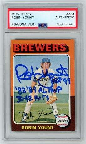 1975 Topps #223 Robin Yount RC PSA/DNA Certified Authentic Auto