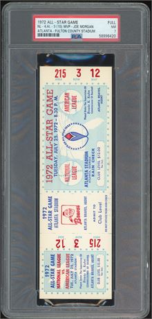 1972 All Star Game Full Ticket PSA 7 NM