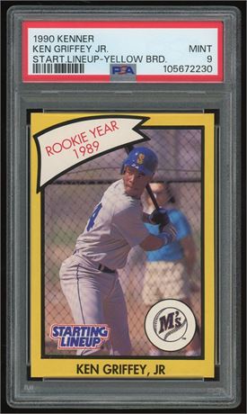 1990 Kenner Ken Griffey Jr RC Starting Lineup Yellow Border PSA 9 MINT