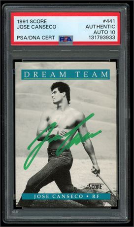 1991 Score #441 Jose Canseco Auto PSA Authentic Auto 10