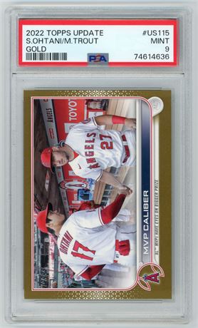2022 Topps Update Ohtani & Trout Gold 1538/2022 PSA 9 MINT