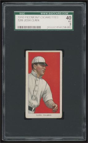 1910 T206 Piedmont Josh Clark SGC 3 VG