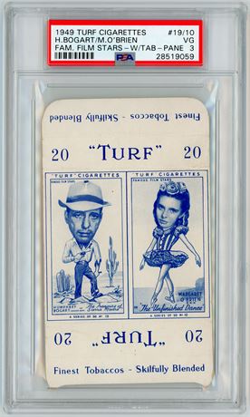 1949 Turf Famous Film Stars #19/10 Humphrey Bogart/Margaret O'Brien W/Tab PSA 3