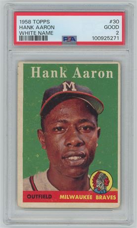 1958 Topps #30 Hank Aaron White Name PSA 2 GOOD