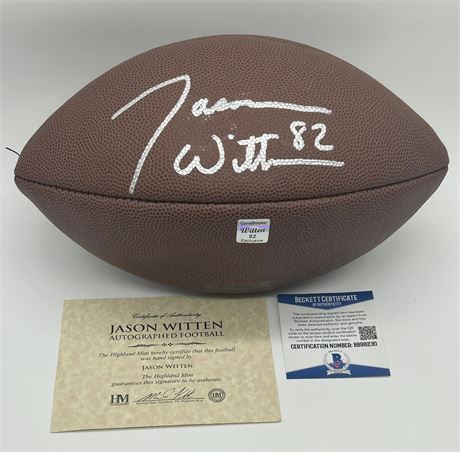 Jason Witten Wilson NFL Autographed Football Beckett Clear Silver Auto