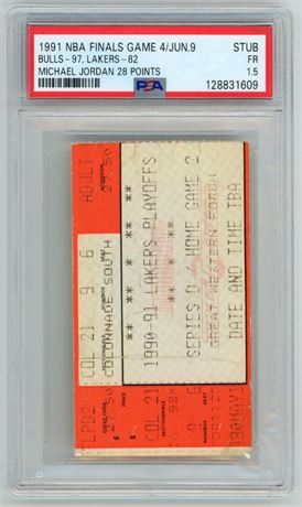 1991 NBA Finals Game 4 June 9th Ticket Stub Michael Jordan 28 Points PSA 1.5
