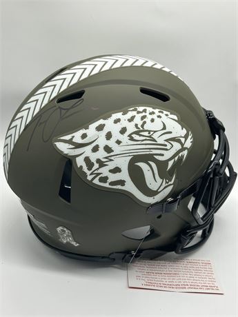 Trevor Lawrence Signed Jaguars Salute to Service F/S Helmet Speed Authentic