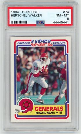 1984 Topps USFL #74 Herschel Walker RC PSA 8 NMMT