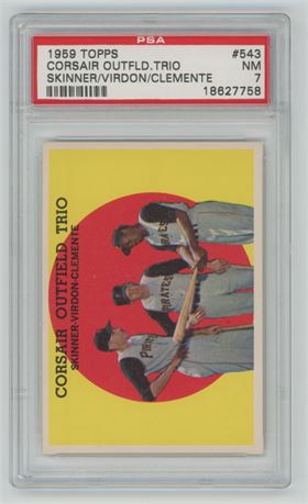 1959 Topps #543 Corsair Outfield Trio (Roberto Clemente) PSA 7 NM