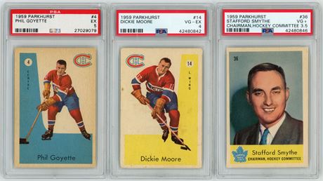 1959 Parkhurst Hockey PSA Graded Lot (3) w/ Goyette, Smythe, & Moore
