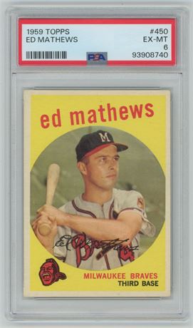 1959 Topps #450 Eddie Mathews PSA 6 EXMT