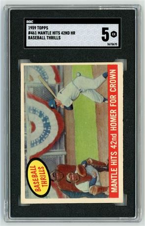 1959 Topps #461 Mantle Hits 42nd HR Baseball Thrills SGC 5 EX