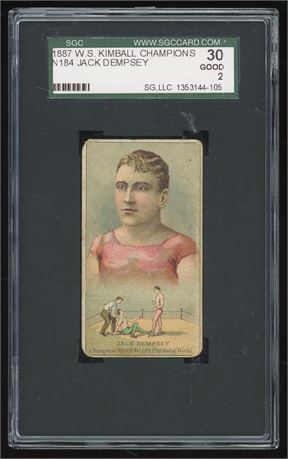 1887 N184 WS Kimball Champions Jack Dempsey SGC 2 GOOD