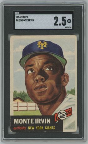1953 Topps #62 Monte Irvin SGC 2.5 GOOD+