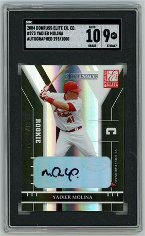 2004 Donruss Elite #273 Yadier Molina RC Auto 293/1000 SGC 9 Auto 10