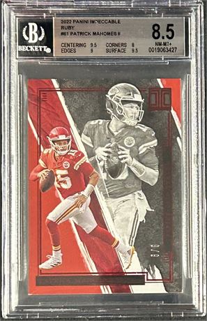 2022 Panini Impeccable #61 Patrick Mahomes Ruby 8/9 BGS 8.5 NMMT+