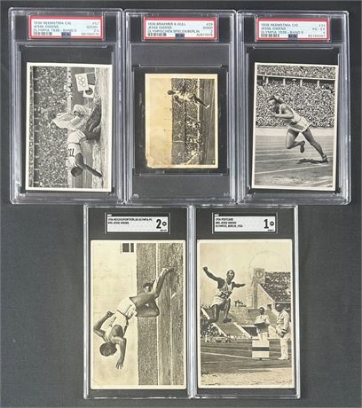 1936 Jesse Owens PSA/SGC Graded Postcard/Card Lot (5)