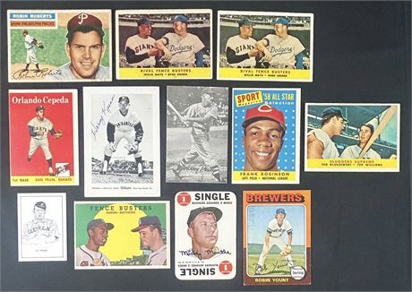 1956-1975 Baseball Star Lot (12) w/ Cepeda RC, Aaron/Mathews, Mantle