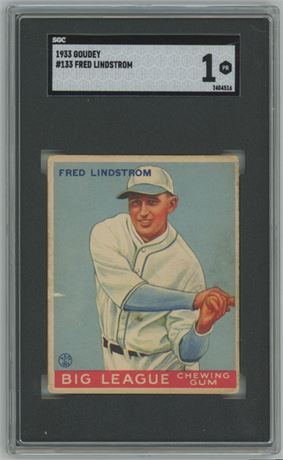 1933 Goudey #133 Fred Lindstrom RC SGC 1 POOR