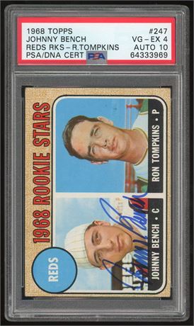 1968 Topps Johnny Bench RC Auto PSA 4 Auto 10