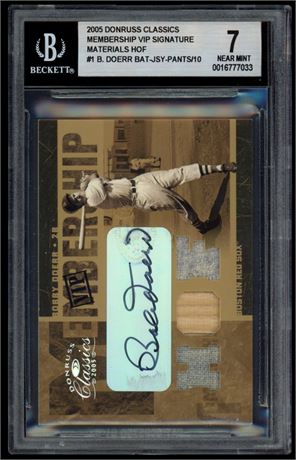 2005 Donruss Classics Bobby Doerr Membership VIP Signature Material 06/10 BGS 7