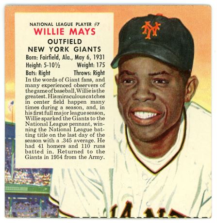 1952 Red Man #7 Willie Mays No Tab VG (Crease)
