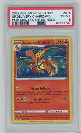 2022 Pokemon SWSH Black Star Promo #075 Special Delivery Charizard PSA 8 NMMT
