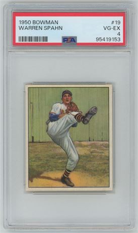 1950 Bowman #19 Warren Spahn PSA 4 VGEX