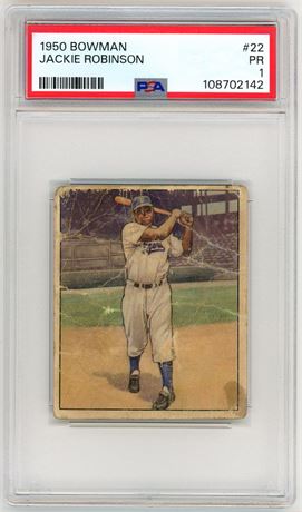 1950 Bowman #22 Jackie Robinson PSA 1 POOR