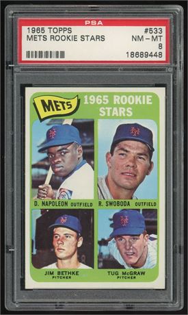 1965 Topps #533 Hi# Tug McGraw RC PSA 8 NMMT