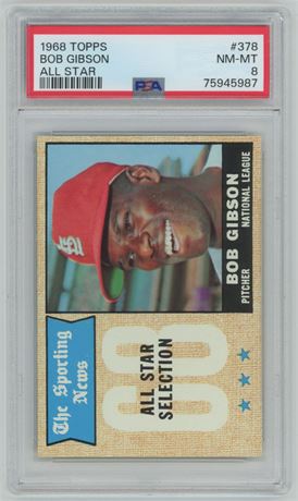 1968 Topps #378 Bob Gibson All-Star PSA 8 NMMT Beauty!