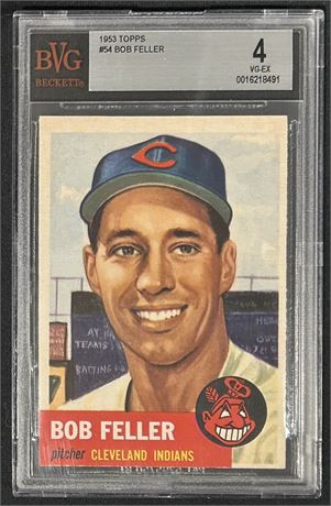 1953 Topps #54 Bob Feller BVG 4 VGEX SHARP