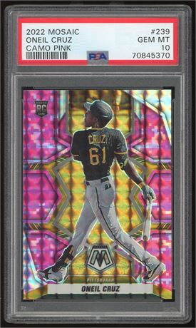 2022 Mosaic #239 O'Neil Cruz RC Camo Pink PSA 10 GEM MINT