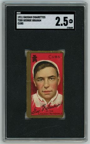 1911 T205 Hassan George Graham Cubs SP SGC 2.5 GOOD+