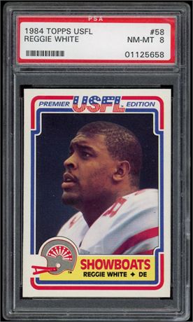 1984 Topps USFL #58 Reggie White RC PSA 8