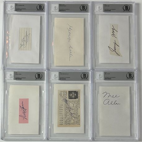 Cut Auto Lot (6) w/ Mel Allen, Lyman Bostock Jr, & George Sisler