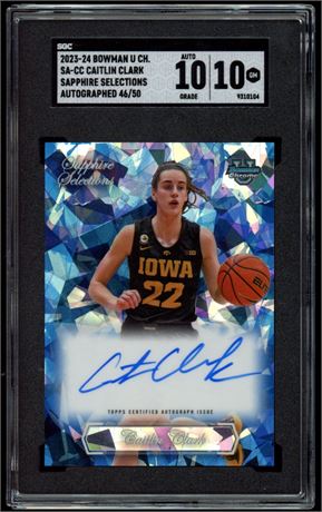 2023-24 Bowman U Chrome Caitlin Clark Auto 46/50 SGC 10 Auto 10