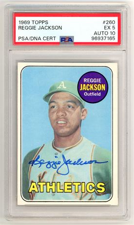 1969 Topps #260 Reggie Jackson RC PSA 5 Auto 10 Beauty!